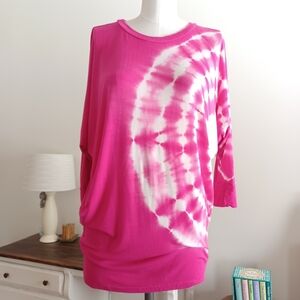 {White Mark} Pink and White Tie Dye Top